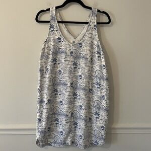 Old Navy Novelty Linen Shift Dress White XS Nautical Carnival Preppy Resortwear